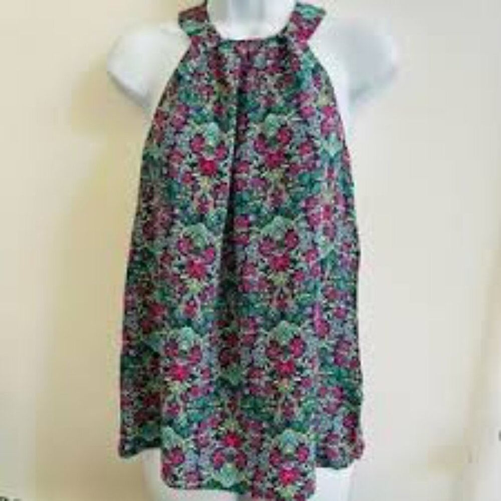 Antibes blanc floral tank top green & pink blouse size Medium‎